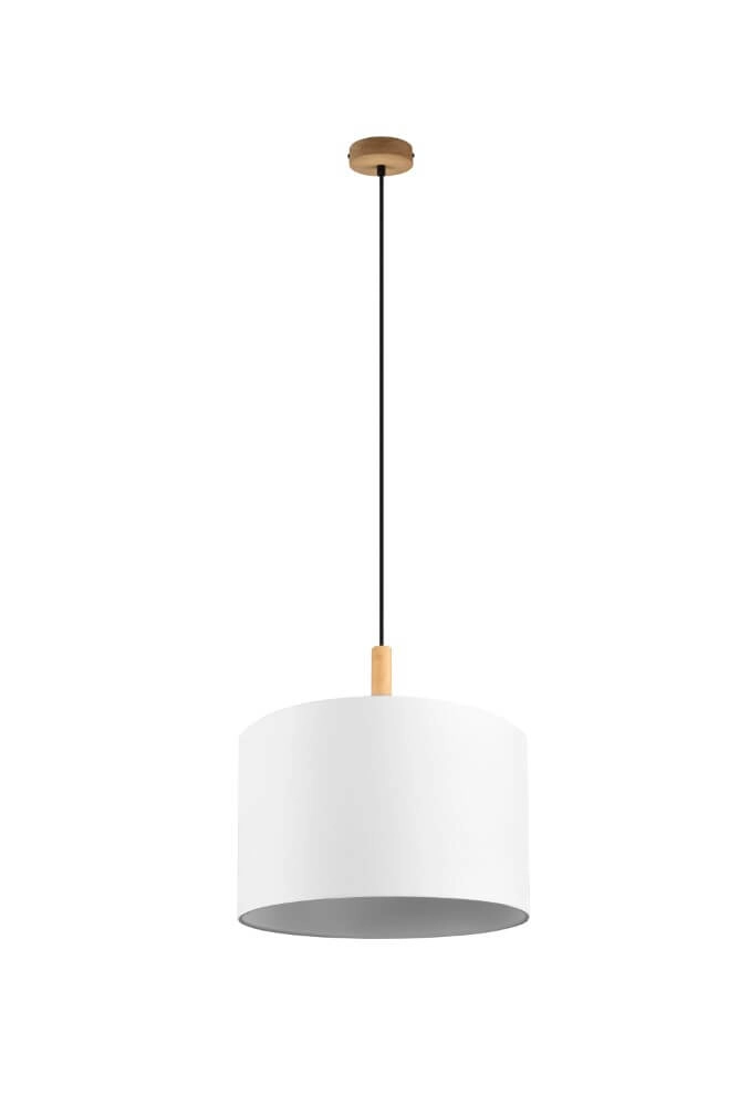 Pendant lamp Korba white with wood brown