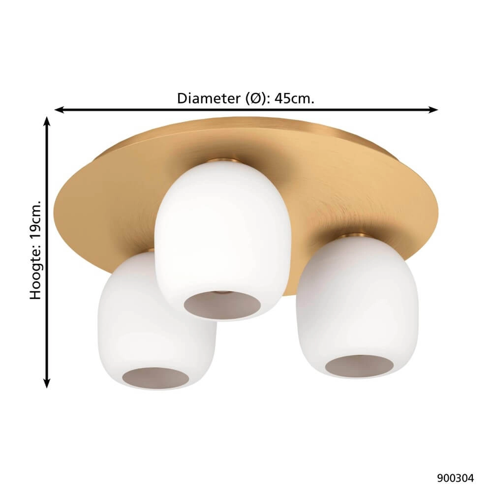 Gold ceiling lamp Manzanares with white glass Eglo 9008606235896