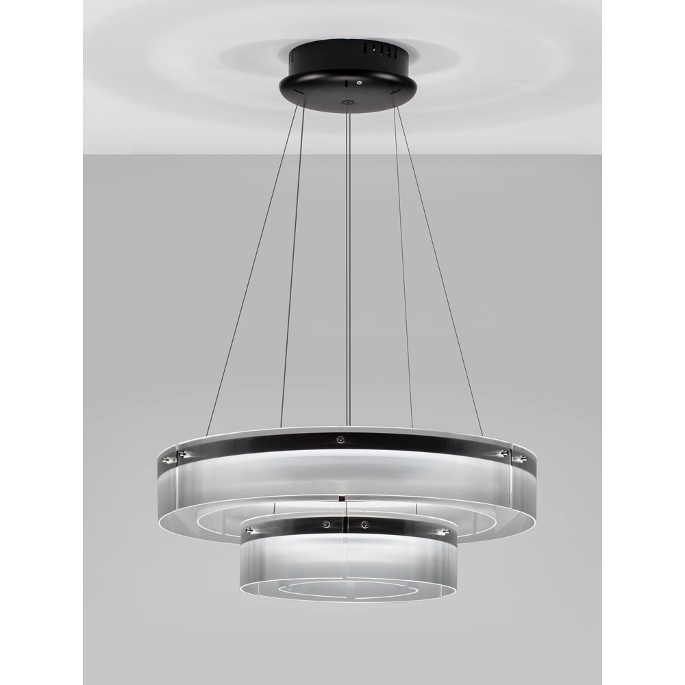 Design pendant lamp Pauline double black with glass Ø 70cm Lyora 5212017445360