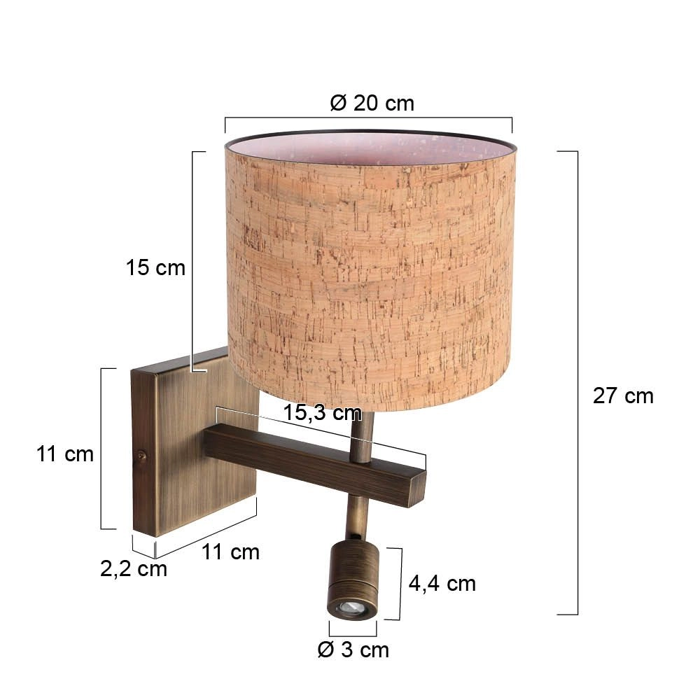 Wall lamp Stang with cork cap Steinhauer 8712746189636