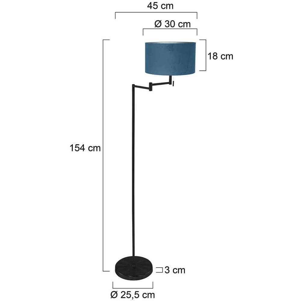 Floor lamp Bella black with blue hood Steinhauer 8712746174656