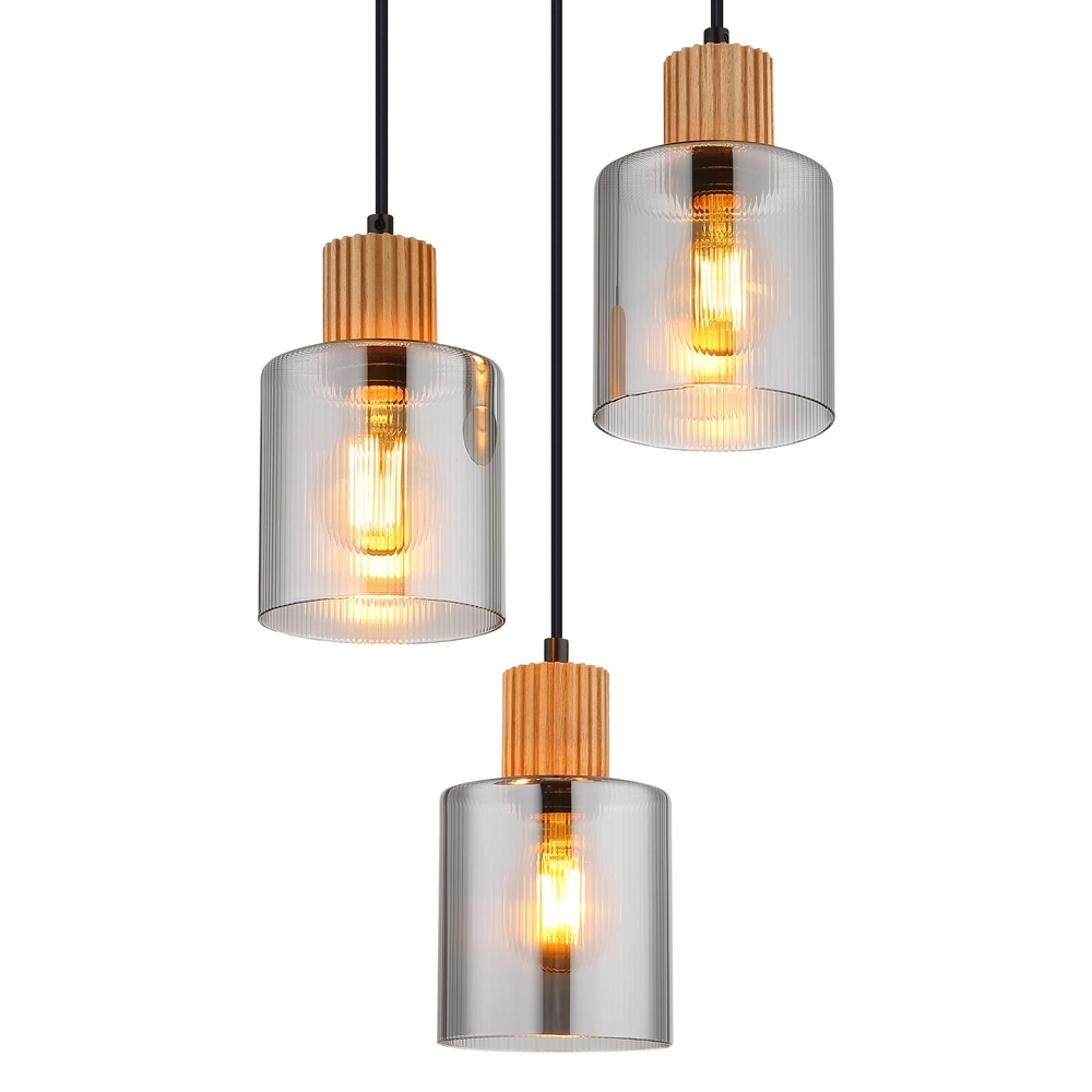 Design pendant lamp Aleidis 3-light round black Globo 9007371518210