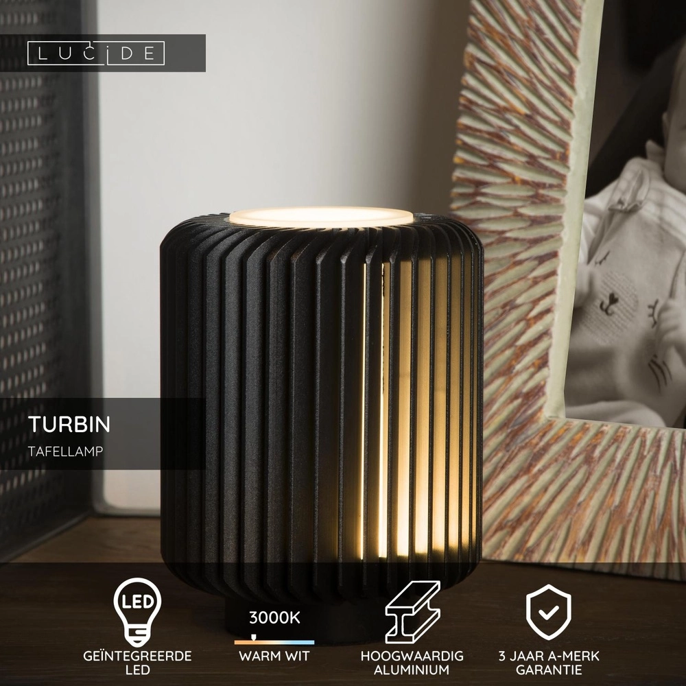 Table lamp Turbin Black Lucide 5411212262653