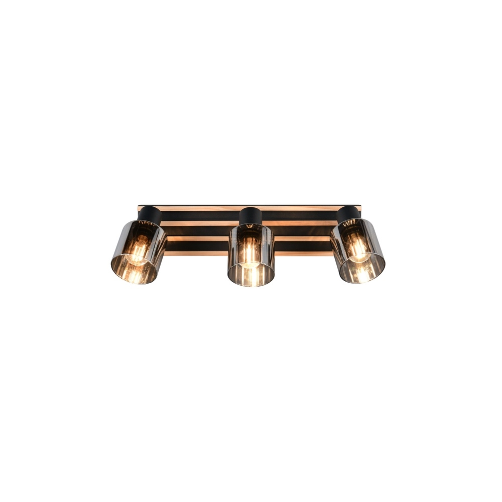 Ceiling lamp 3-lights Travia black with wood Trio 4017807682601