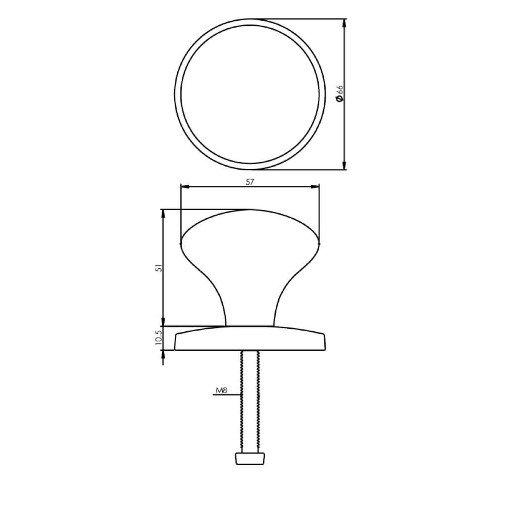 Front door knob Paddenstoel brass unlacquered Intersteel 8714186018064