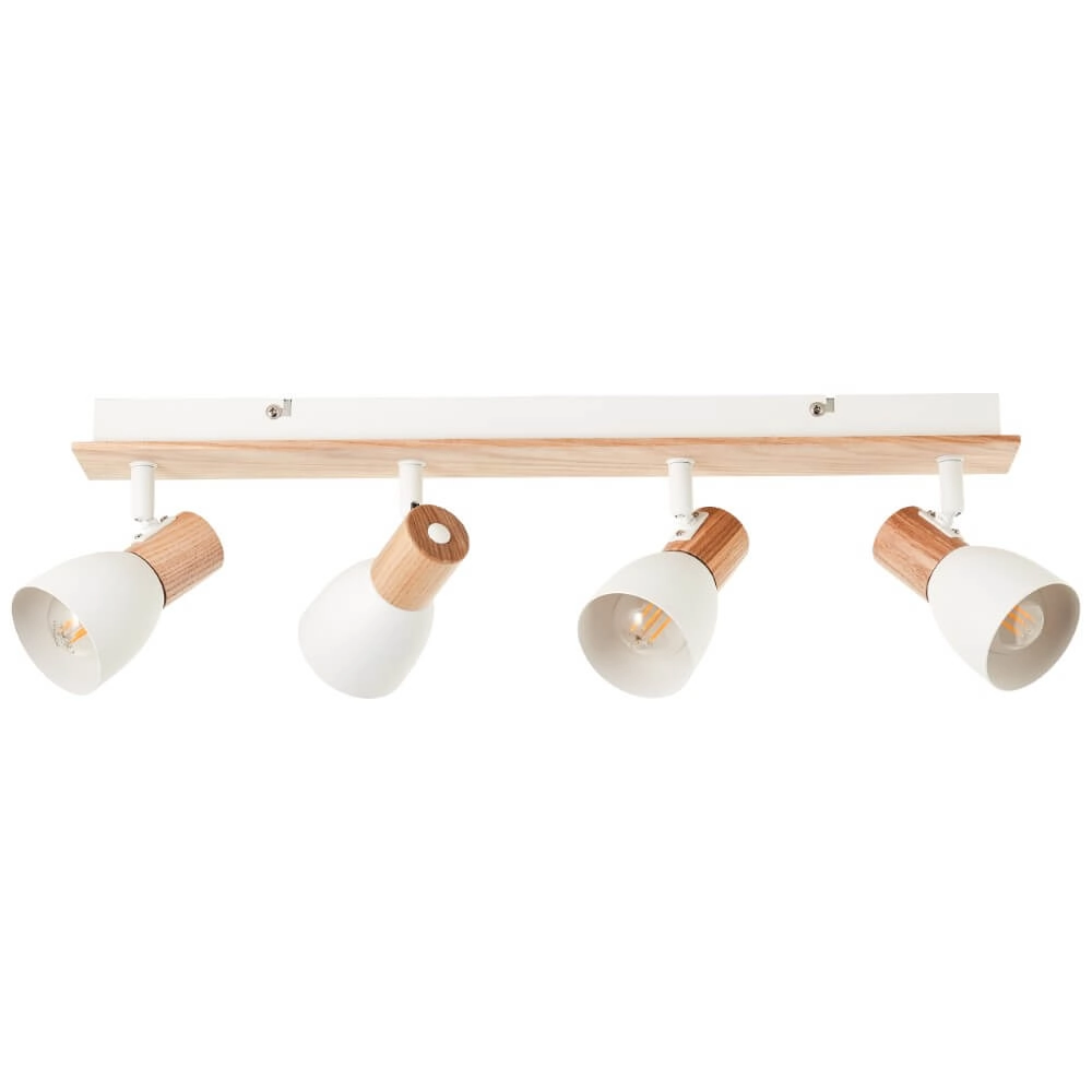 Ceiling lamp Daintree 4-light white with wood