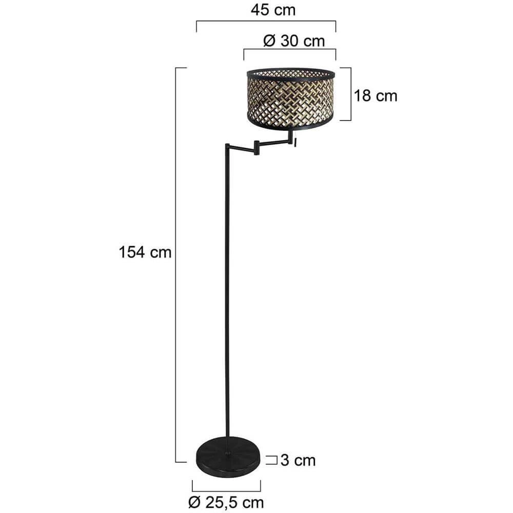 Floor lamp Bella black with bamboo shade Steinhauer 8712746174588