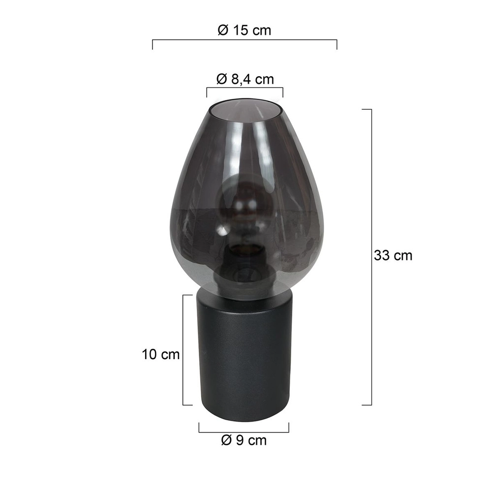 Table lamp Bloeba smoke glass Ø 15cm Steinhauer 8712746181135
