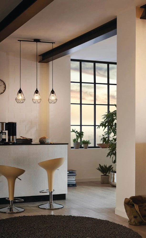 Pendant lamp Tarbes 3-light black Eglo 9002759941895