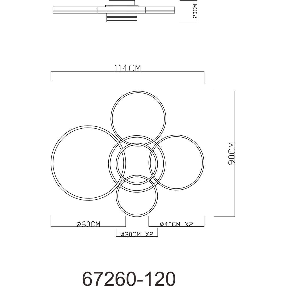 Ceiling lamp Rubio grey 5 rings Globo 9007371422913