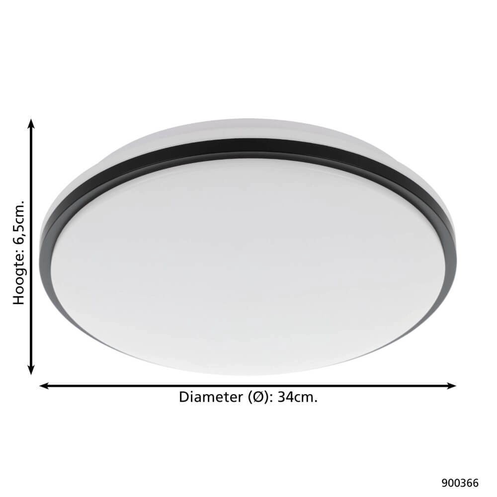 Bathroom ceiling light Pinetto Ø 34cm - black Eglo 9008606235971