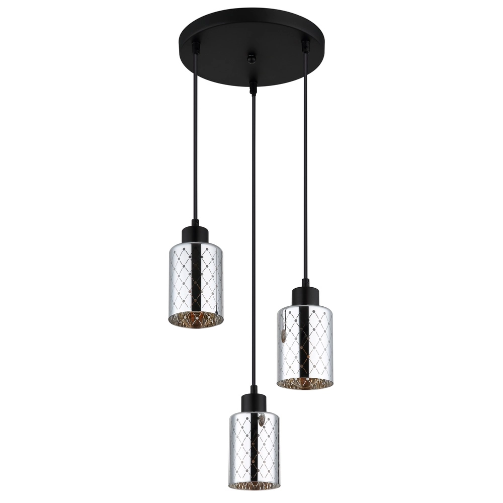 Design pendant lamp Alonso 3-light black round Globo 9007371578252