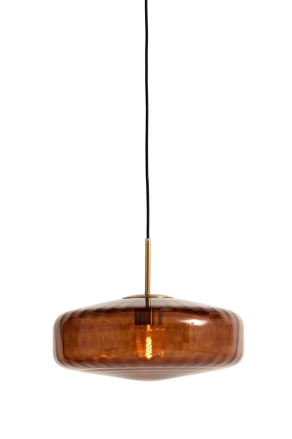 Pendant lamp Pleat gold with brown Ø 30cm