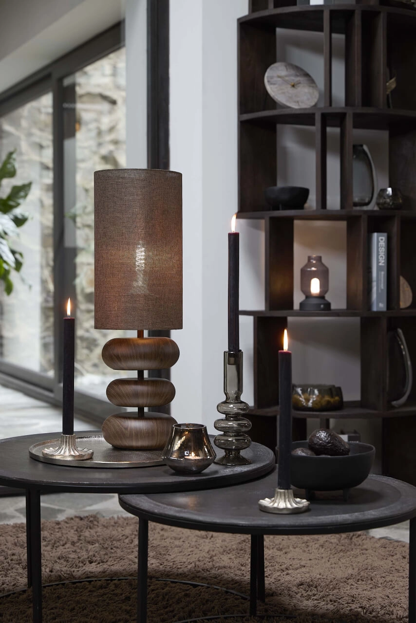Table lamp Danialo wood with brown 60cm