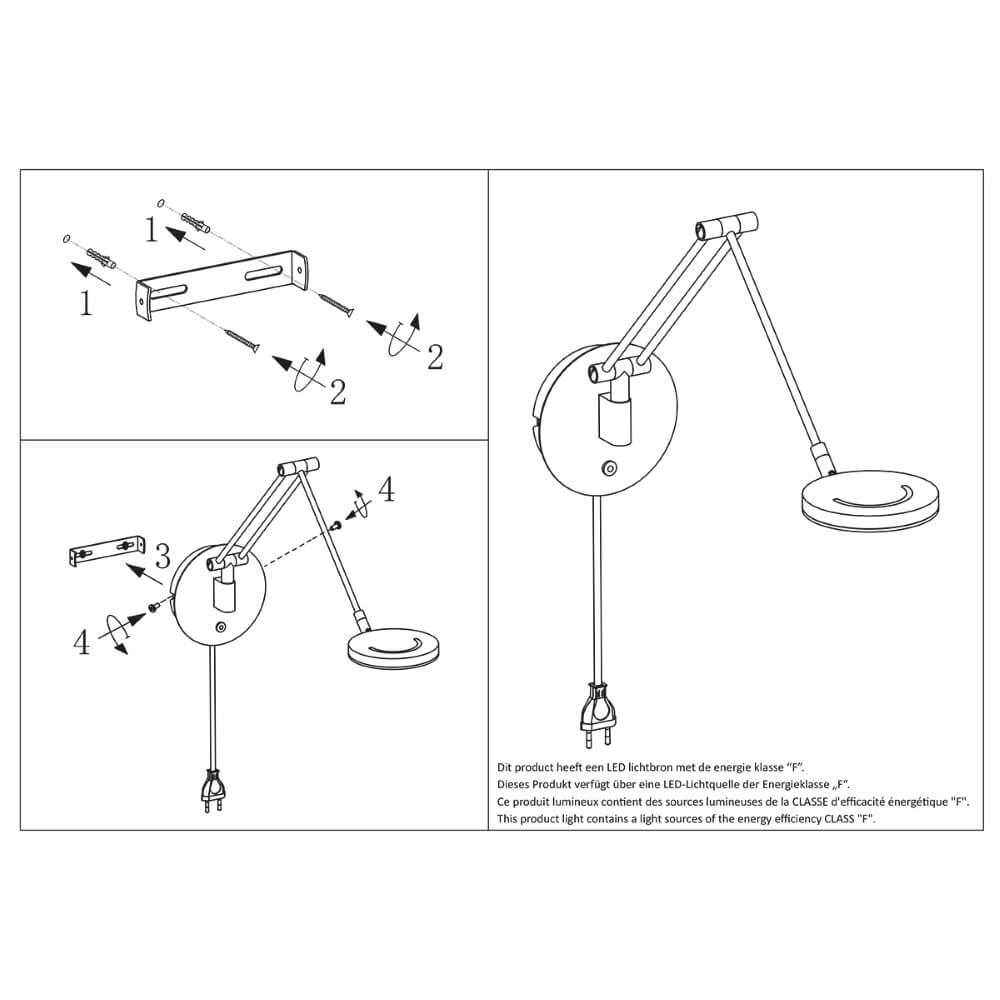 Wall reading lamp Soleil with plug Steinhauer 8712746147452