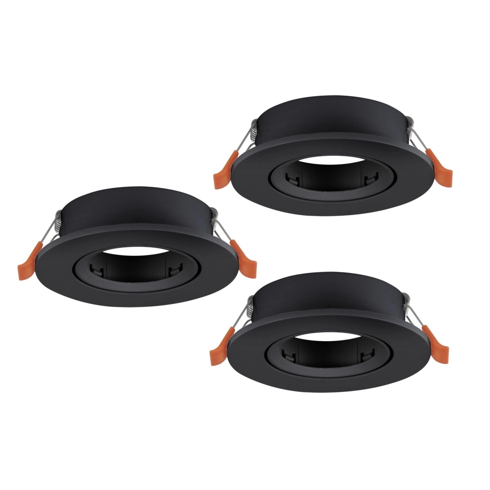 Set of 3 recessed spotlights Barranco black Ø 9cm