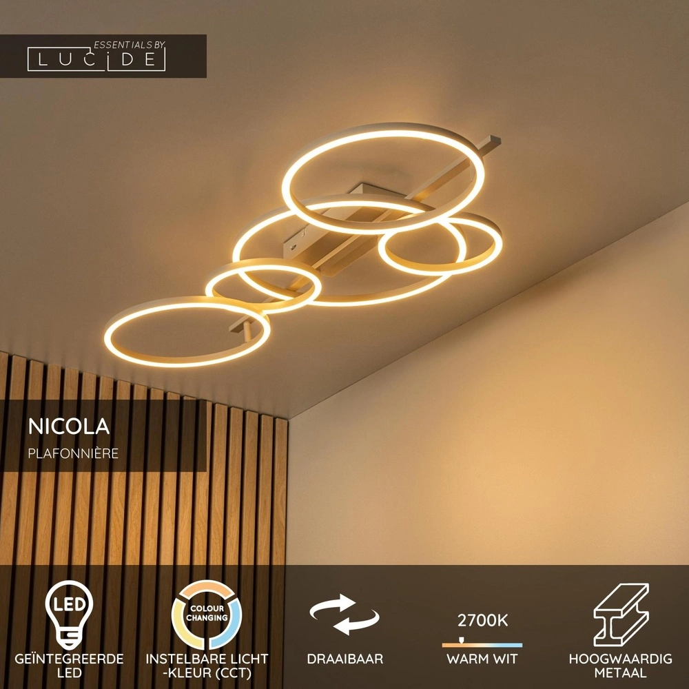 Modern ceiling lamp Nicola sand brown Lucide 5411212531186