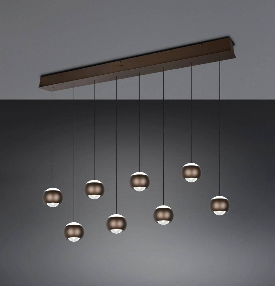 8-light LED pendant light Orbit Dining Table - Platinum Brown Trio 4017807686616