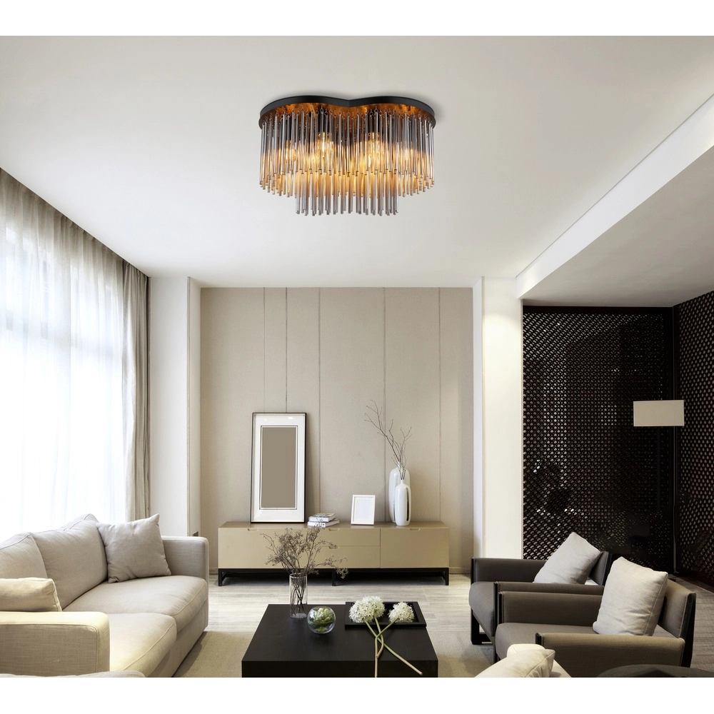Ceiling lamp Gorley black with glass rods Globo 9007371528622