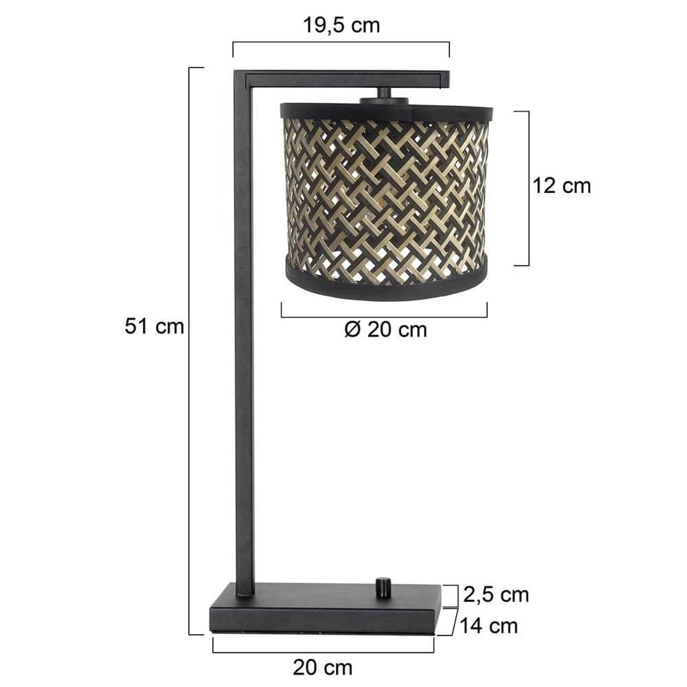 Table lamp Stang with dimmer and bamboo shade Steinhauer 8712746172140