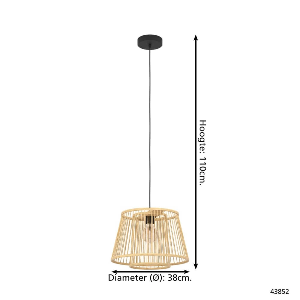 Wooden pendant lamp Hykeham Ø 38cm Eglo 9002759438524