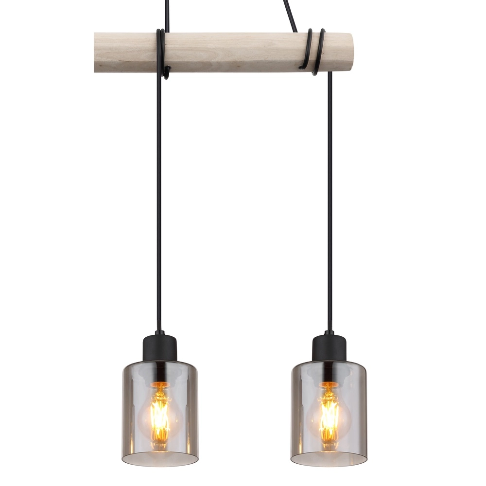 3-light pendant lamp Hadera black with smoke glass Globo 9007371438419