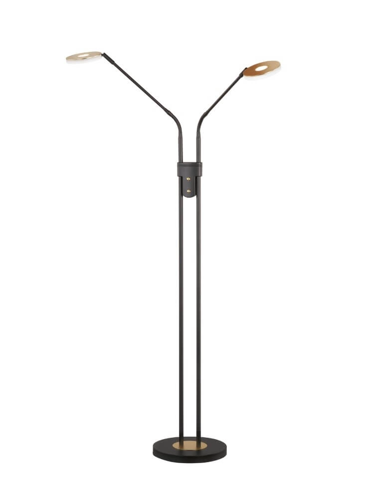 2-light reading lamp Dent black with gold