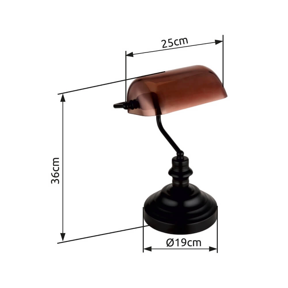 Classic desk lamp Antique black with brown glass Globo 9007371474141