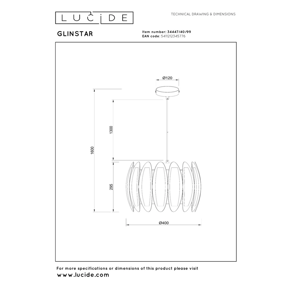 Colored pendant lamp Glinstar Design Lucide 5411212345776