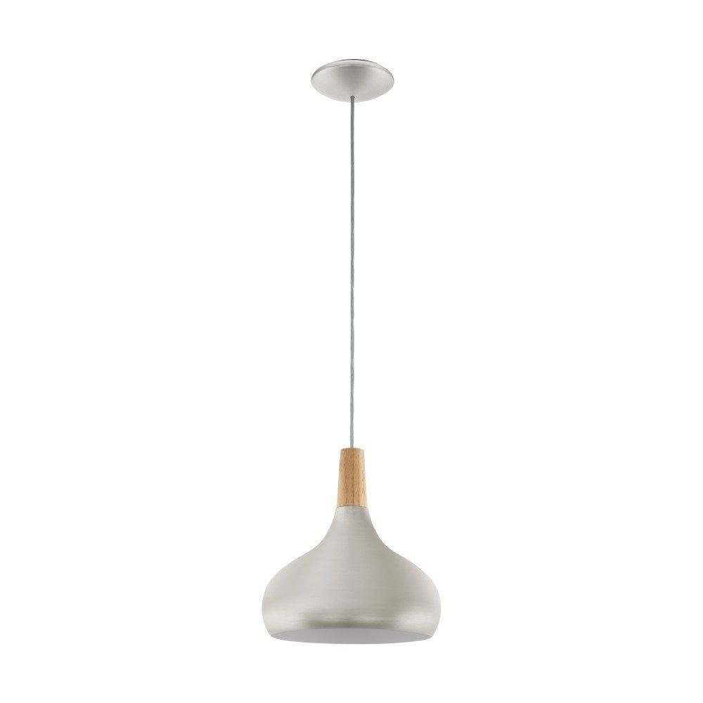 Modern pendant lamp Sabinar 28cm stainless steel with wood brown Eglo 9008606300006