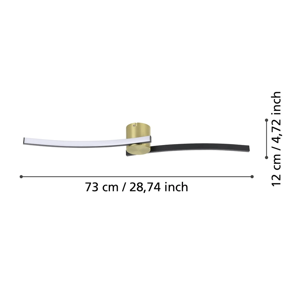 Slim led ceiling light Aieta 72cm - black with gold Eglo 9008606316090