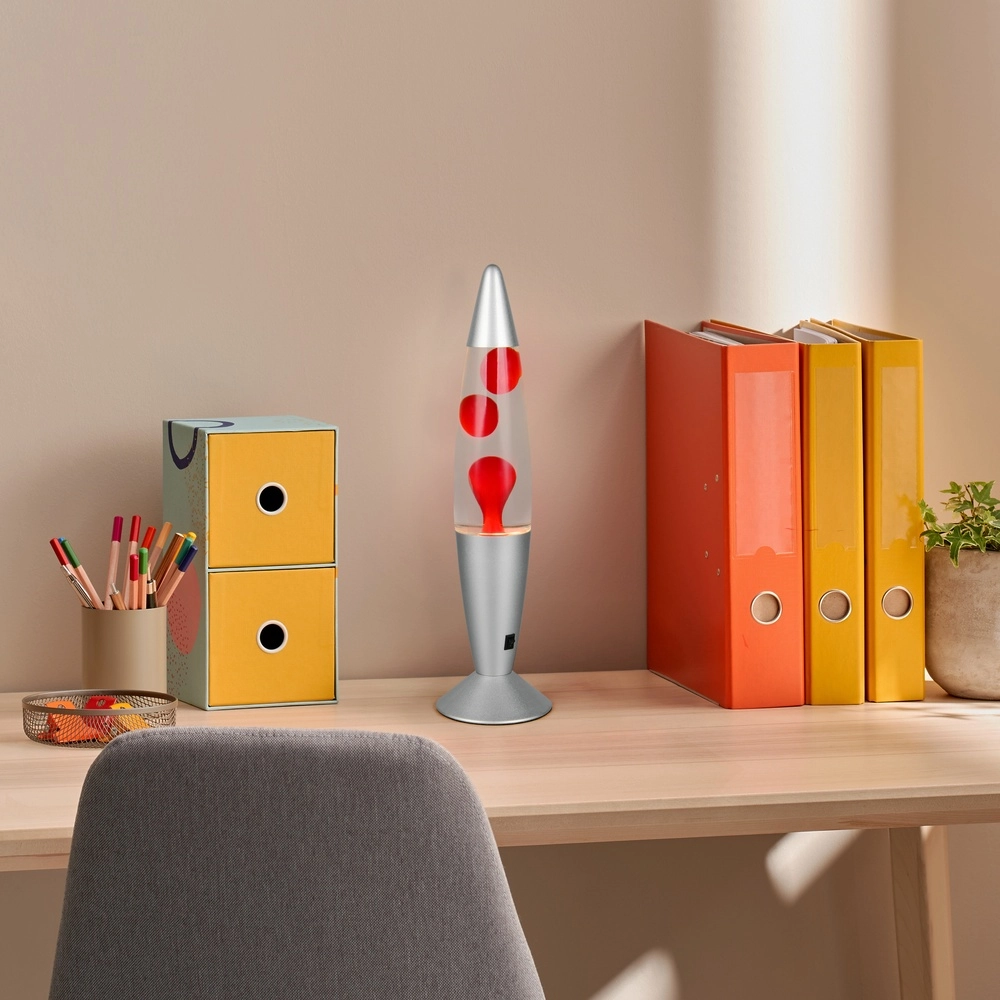 Lava lamp Vesuv silver with red Trio 4017807668384