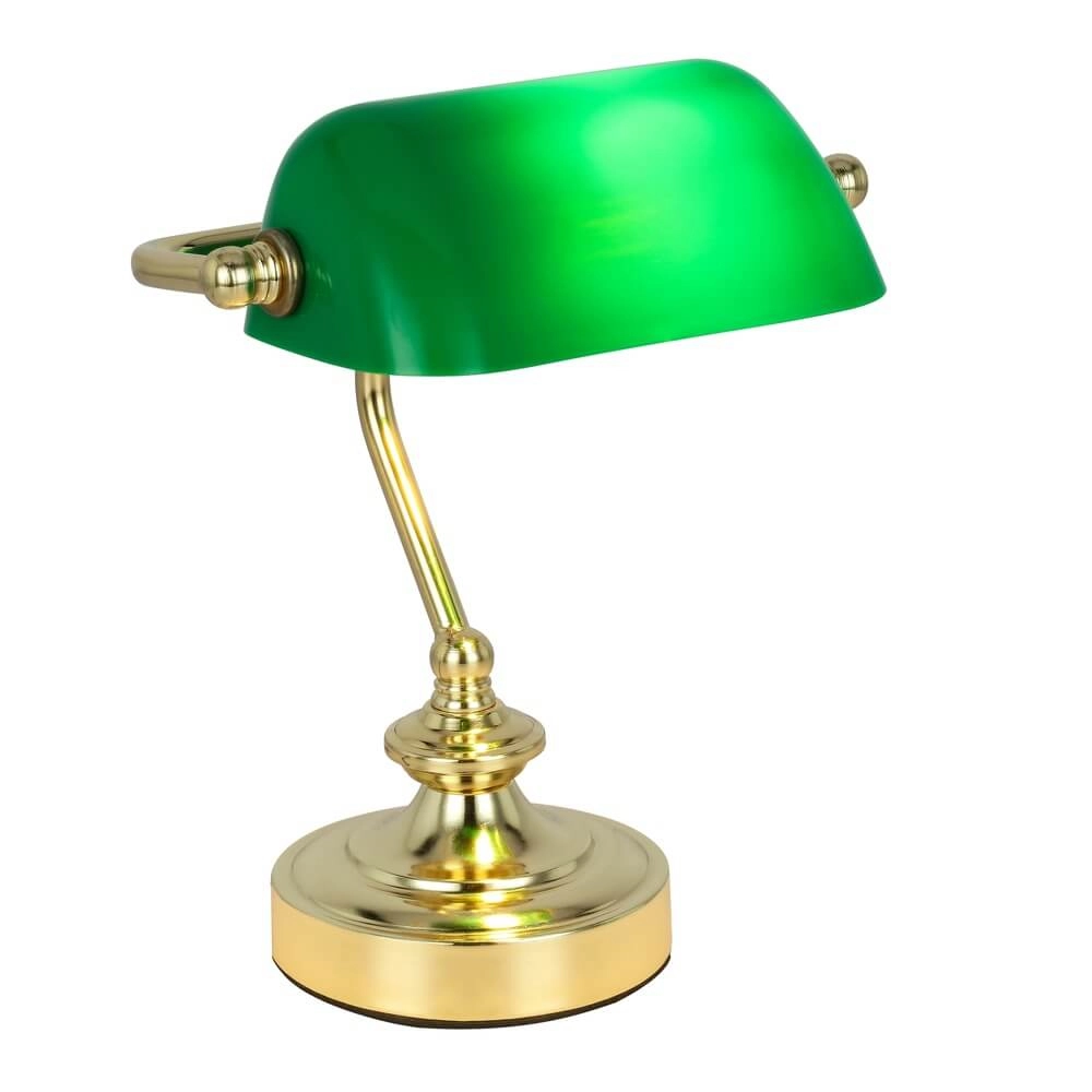 Classic desk lamp Antique Gold with green glass