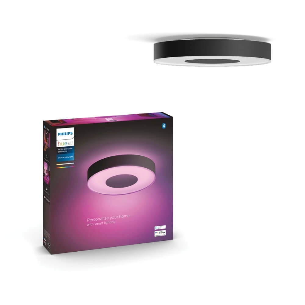 Ceiling light Hue Infuse M - White and color Ø 38.1cm black Philips 8718696176504