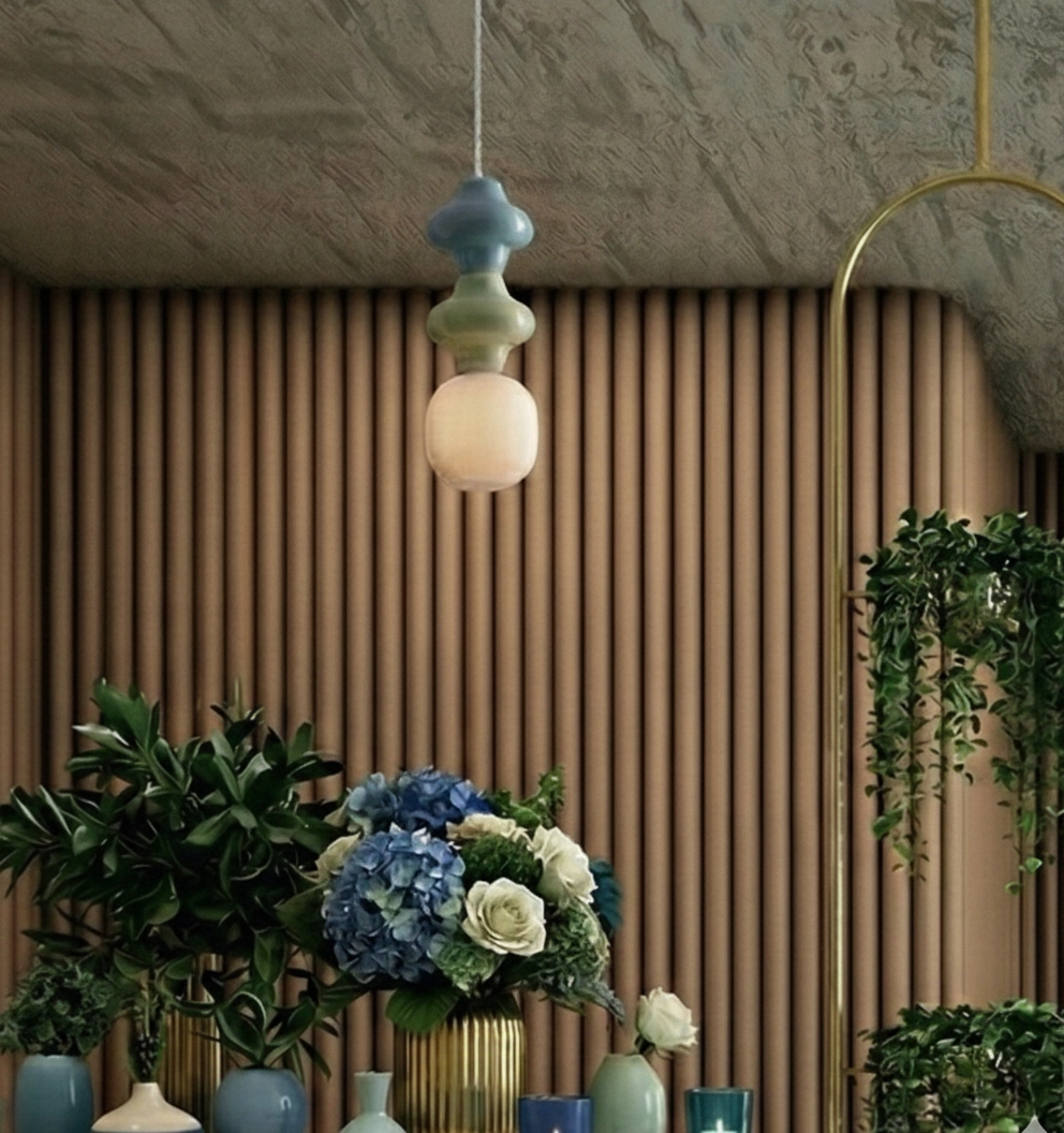 Pendant lamp Clio M green and blue ceramic