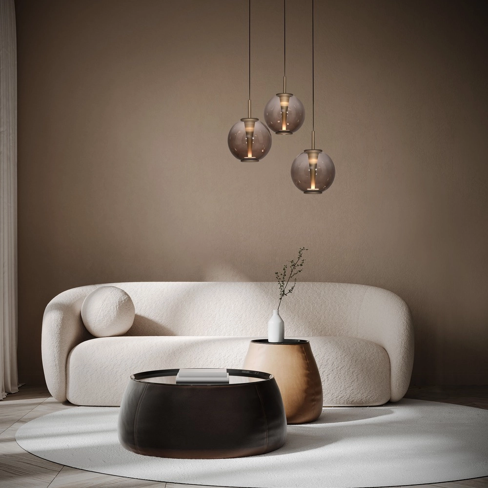 Vide pendant lamp Pure E-Infinty Bronce with amber glass Paul Neuhaus 4012248398166