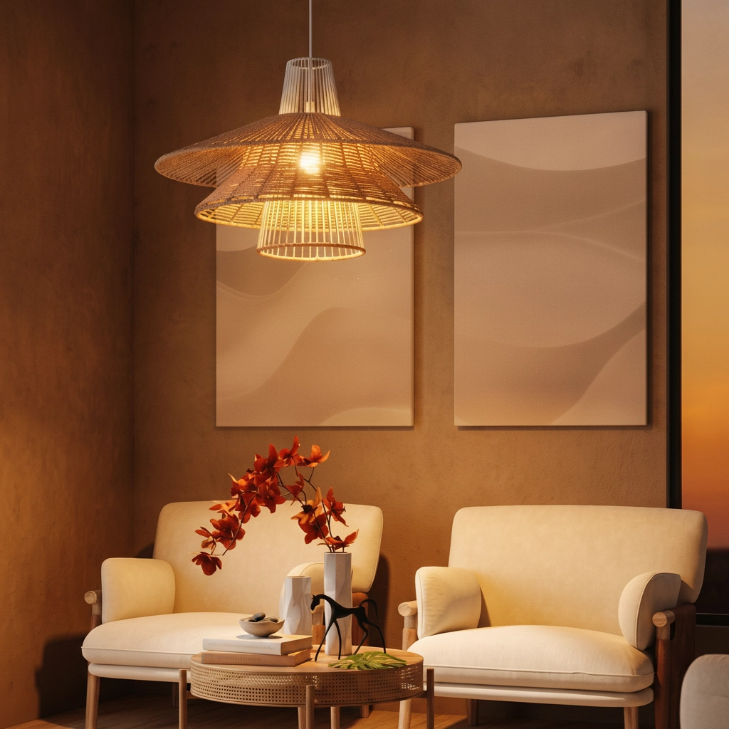 Rattan pendant lamp Kao Ø 50cm