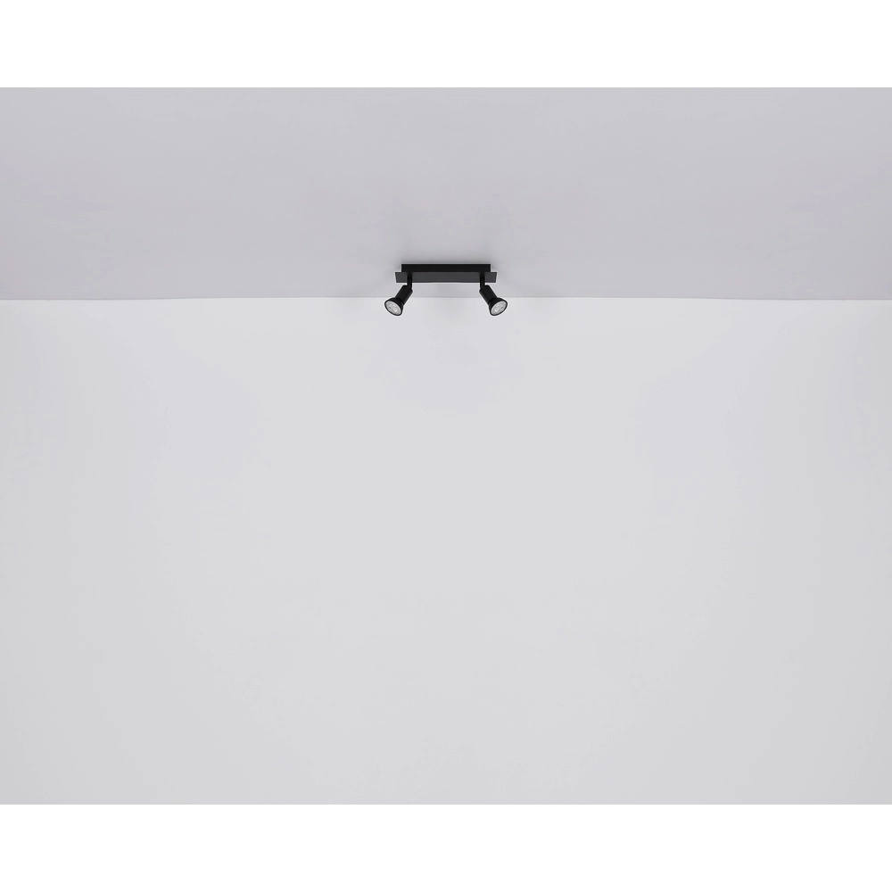 Ceiling spotlight Drew black with wood 2-lights Globo 9007371430789