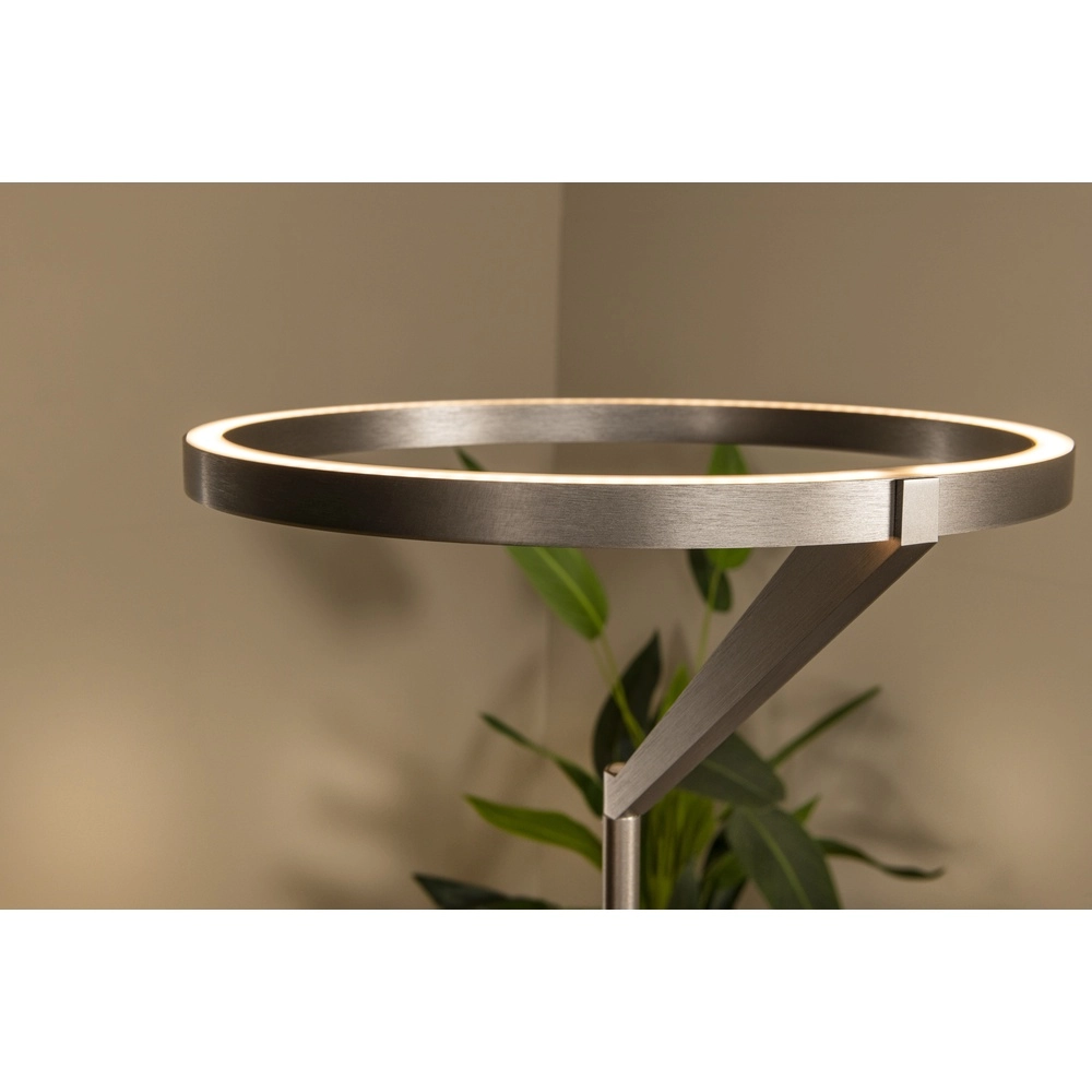 Sleek floor lamp with reading lamp Applause Brushed Metal - LED Premium by Lucide 5411212221865