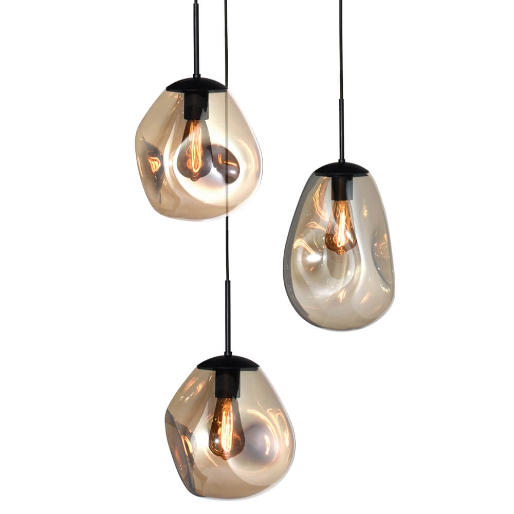 Pendant hanging lamp Lava 3x gold glass Masterlight 8718121286426