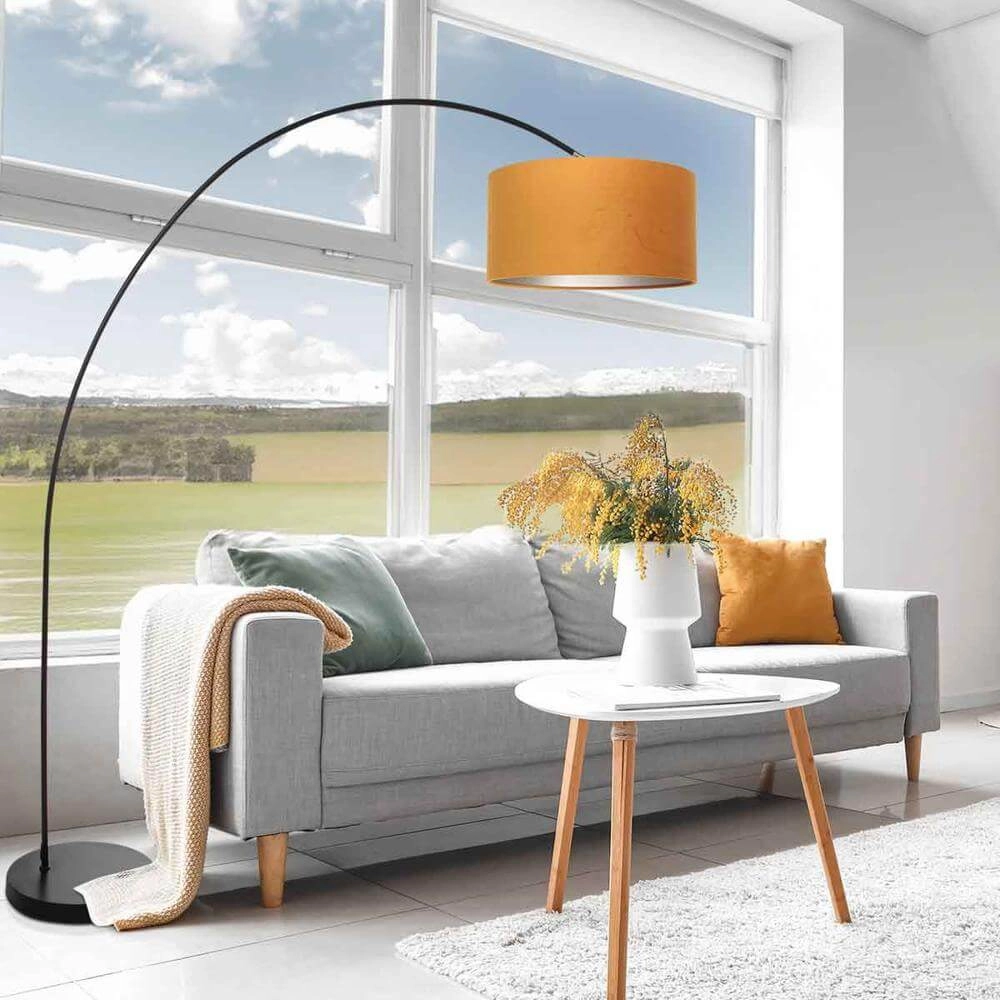 Arc lamp Solva black with golden hood Steinhauer 8712746174700