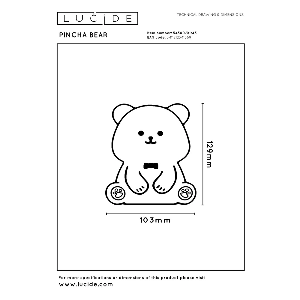 Children's room night light Pincha Bear Bear Lucide 5411212541369