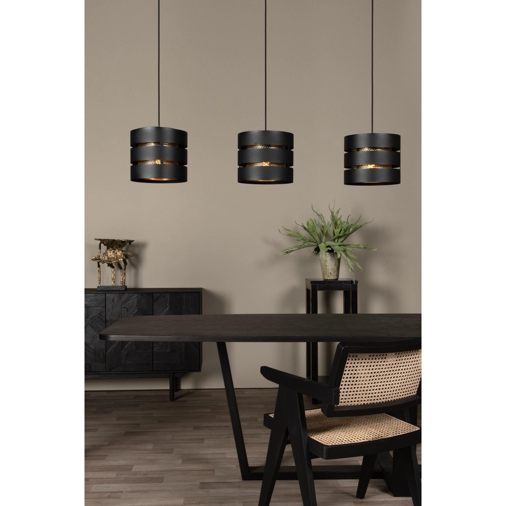 Pendant lamp Rosas 3-light black with gold Lucide 5411212211828