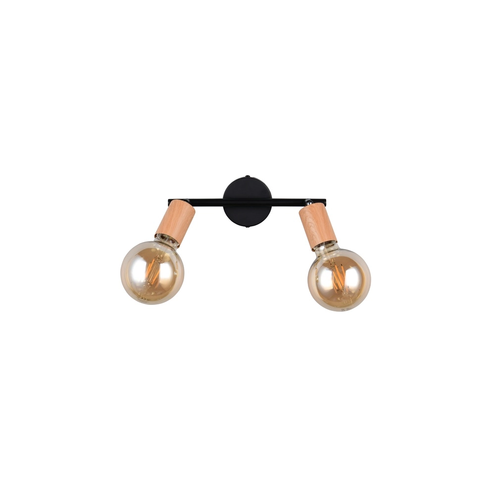 Ceiling lamp Lamego Double black with wood Trio 4017807670875