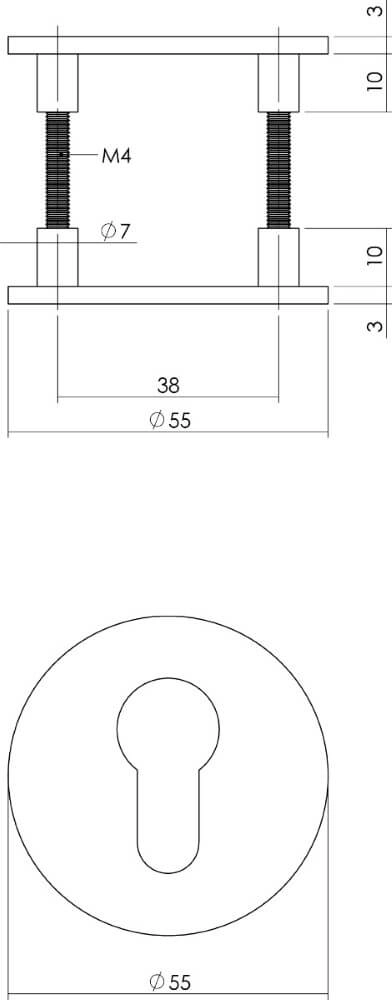 Magnet rosette Tira cylinder hole stainless steel round Intersteel 8714186444467