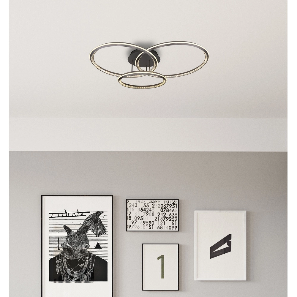 Design ceiling lamp Alaina 3 rings of grey Globo 9007371474882