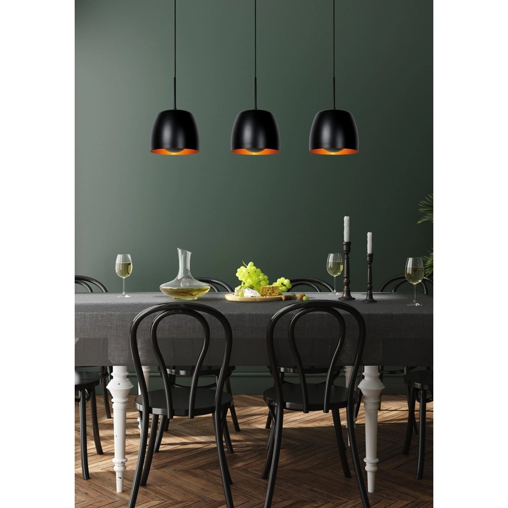 3-light pendant lamp Nolan Black Lucide 5411212302892