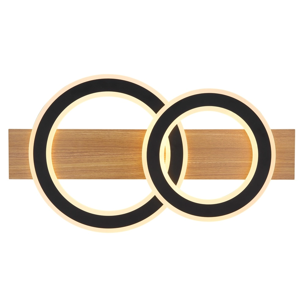 Design ceiling lamp Jayden Black with wood 3 rings Globo 9007371468409