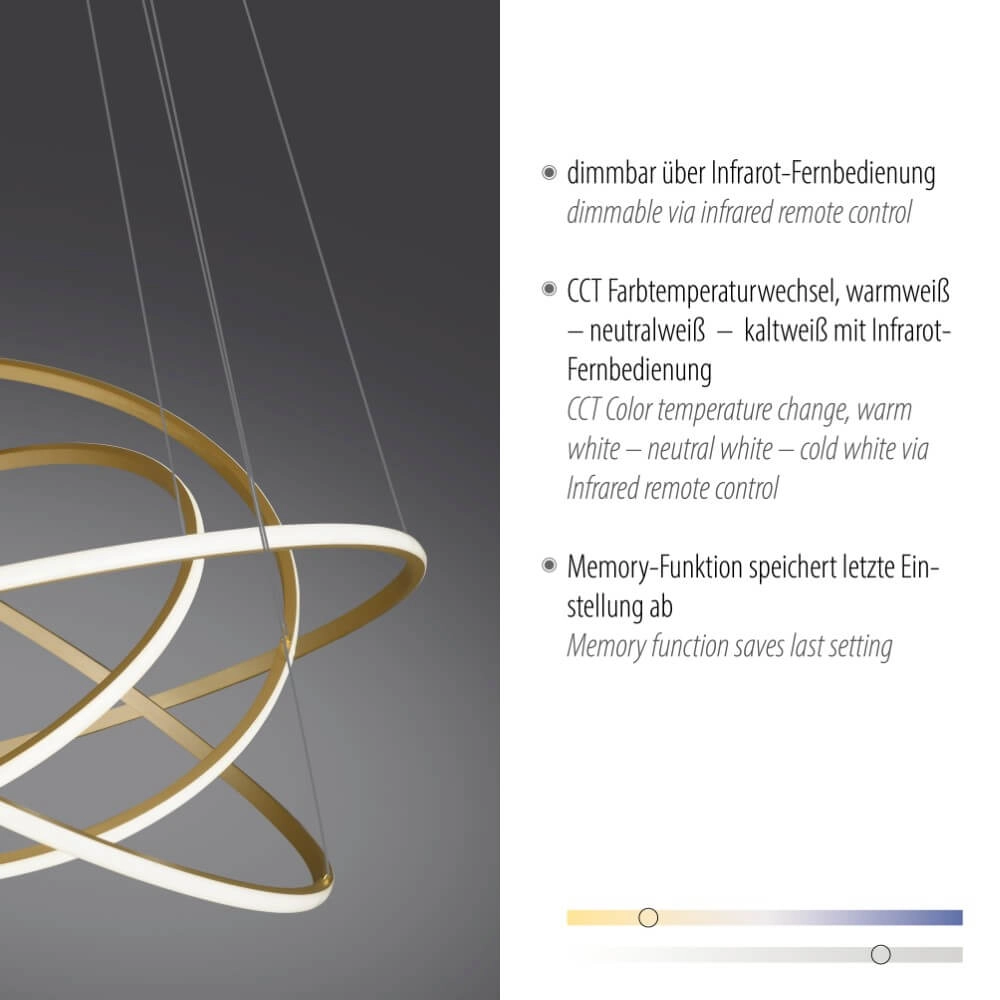 Modern pendant lamp Tessara brass Paul Neuhaus 4012248372661