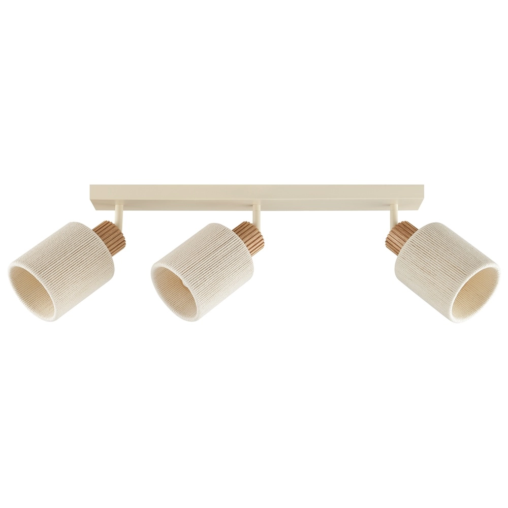 Ceiling lamp Arlo sand brown with wood 3-lights
